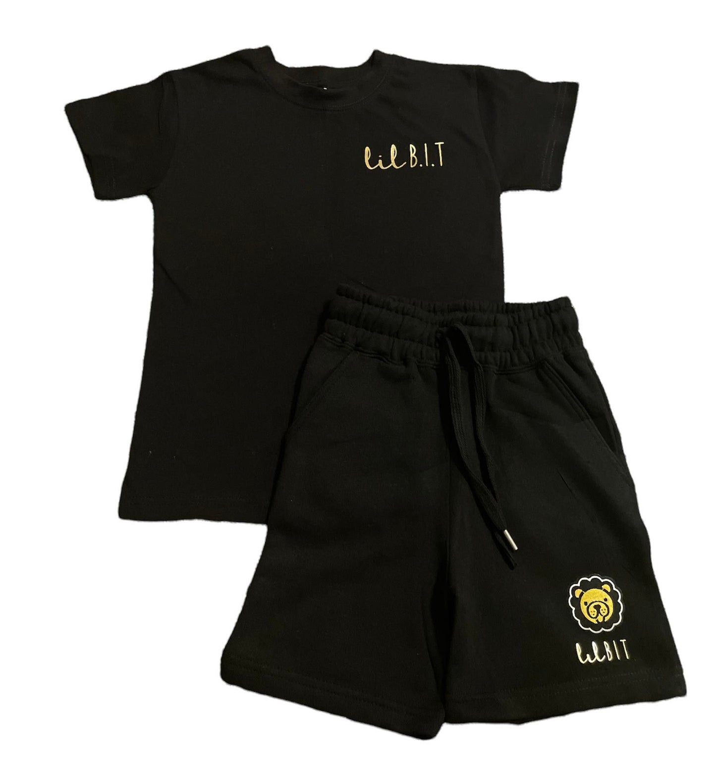 Toddler Black Short Set | Short Set with Logo | Lil B.I.T