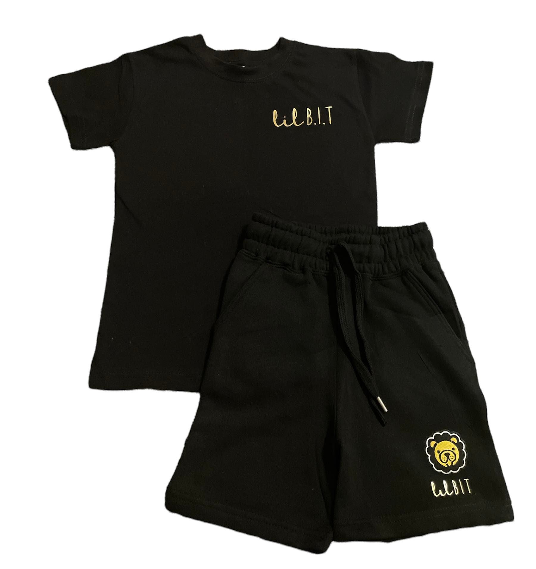 Toddler Black Short Set | Short Set with Logo | Lil B.I.T